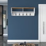 Hanah Home P2 - 2460 Perchero Recibidor con Almacenamiento y Ganchos de Metal, Blanco y Nogal, 120x37.2x22.2 cm